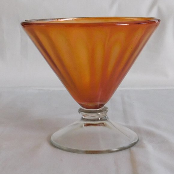 Vintage Iridescent Marigold Carnival Glass Imperial Lustre & Clear Large Compote - Picture 1 of 6